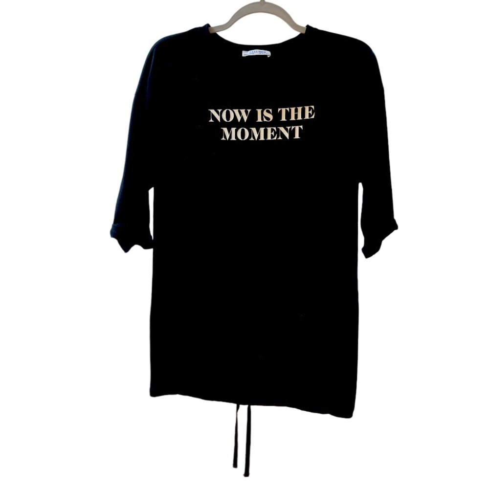 NWOT ZARA Jersey T-shirt Dress Now Is The Moment Size Small